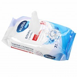 Салфетки влажные, 72 шт., AURA "Family", антибактериальные, для всей семьи, 26065, 7044