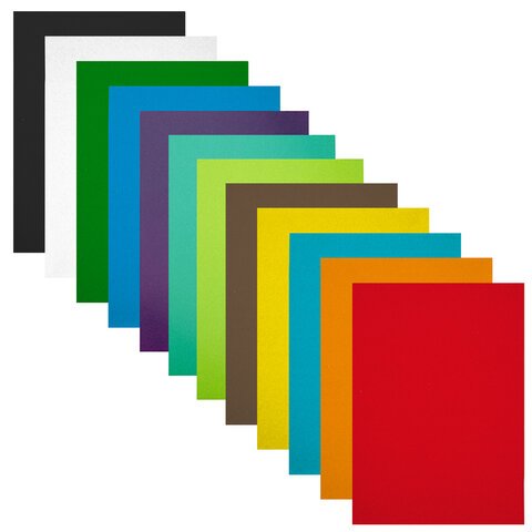 Картон цветной А4 немелованный (матовый), 24 листа 12 цветов, ПИФАГОР, 200х283 мм, 128012