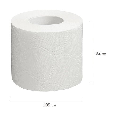 Бумага туалетная бытовая, спайка 12 шт., 2-х слойная, (12х18 м), LAIMA, белая, 128718