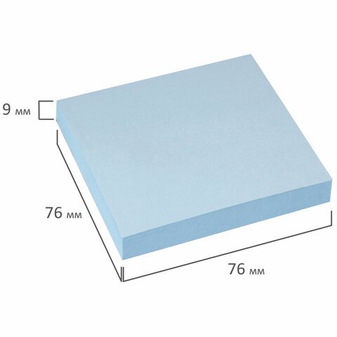 Блок самоклеящийся (стикеры) STAFF, 76х76 мм, 100 листов, голубой, 129362