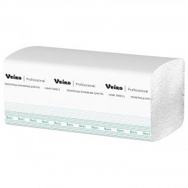 Полотенца бумажные 250 шт., VEIRO (H3) BASIC, 1-слойные, цвет натуральный, КОМПЛЕКТ 20 пачек, 21х21,6, V-сложение, KV104