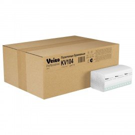 Полотенца бумажные 250 шт., VEIRO (H3) BASIC, 1-слойные, цвет натуральный, КОМПЛЕКТ 20 пачек, 21х21,6, V-сложение, KV104