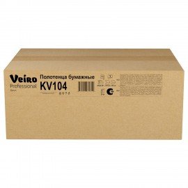 Полотенца бумажные 250 шт., VEIRO (H3) BASIC, 1-слойные, цвет натуральный, КОМПЛЕКТ 20 пачек, 21х21,6, V-сложение, KV104