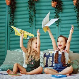 Цветная бумага, А4, мелованная (глянцевая), 16 листов 8 цветов, на скобе, ЮНЛАНДИЯ, 200х280 мм, "ПОЛЁТ", 129553