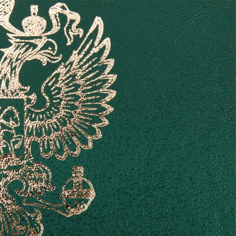 Папка адресная бумвинил с гербом России, формат А4, зеленая, индивидуальная упаковка, STAFF "Basic", 129581