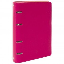 Тетрадь на кольцах А5 (180х220 мм), 120 листов, под кожу, клетка, BRAUBERG "Joy", розовый/светло-розовый, 129990