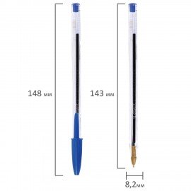 Ручка шариковая BIC "Cristal", СИНЯЯ, корпус прозрачный, узел 1 мм, линия письма 0,32 мм, 847898
