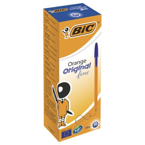 Ручка шариковая BIC "Orange", СИНЯЯ, корпус оранжевый, узел 0,8 мм, линия письма 0,3 мм, 8099221