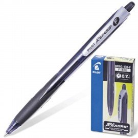 Ручка шариковая масляная автоматическая PILOT "Rex Grip", узел 0,7 мм, линия 0,32 мм, упор, черная, BPRG-10R-F B