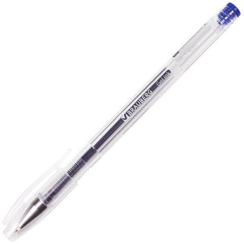 Ручка гелевая BRAUBERG "Jet", СИНЯЯ, корпус прозрачный, узел 0,5 мм, линия письма 0,35 мм, 141019