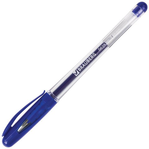 Ручка гелевая с грипом BRAUBERG "Geller", СИНЯЯ, игольчатый узел 0,5 мм, линия письма 0,35 мм, 141179