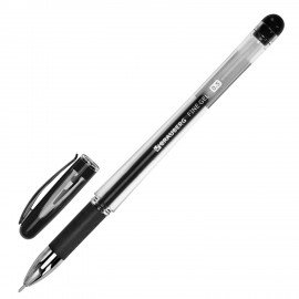 Ручка гелевая с грипом BRAUBERG "Geller", ЧЕРНАЯ, игольчатый узел 0,5 мм, линия письма 0,35 мм, 141180