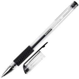 Ручка гелевая с грипом BRAUBERG "Number One", ЧЕРНАЯ, узел 0,5 мм, линия письма 0,35 мм, 141194