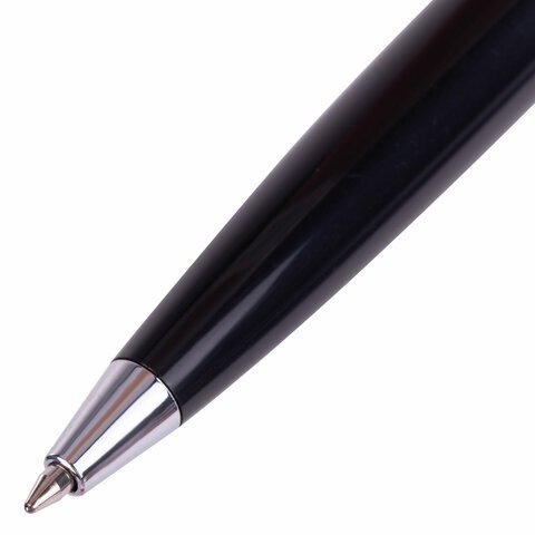 Ручка шариковая настольная BRAUBERG "Стенд-Пен Блэк2", СИНЯЯ, цепочка, корпус черный, линия письма 0,5 мм, 141347