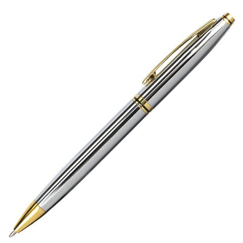 Ручка подарочная шариковая BRAUBERG "De Luxe Silver", корпус серебристый, узел 1 мм, линия письма 0,7 мм, синяя, 141414