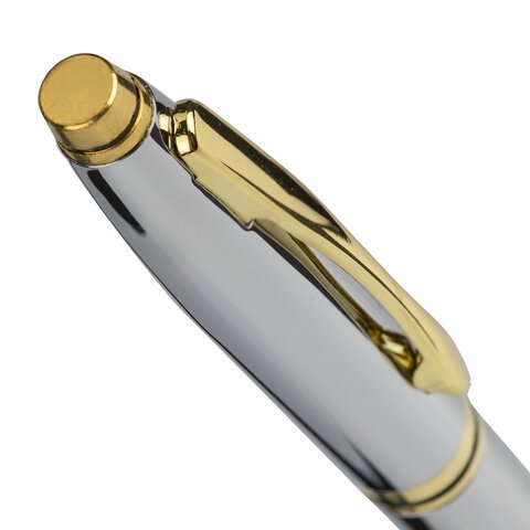 Ручка подарочная шариковая BRAUBERG "De Luxe Silver", корпус серебристый, узел 1 мм, линия письма 0,7 мм, синяя, 141414