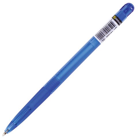 Ручка шариковая автоматическая BRAUBERG "Dialog", СИНЯЯ, корпус тонированный синий, узел 0,7 мм, линия письма 0,35 мм, 141509