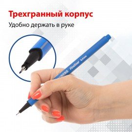 Набор капиллярных ручек (линеров) BRAUBERG 12 шт., АССОРТИ, "Aero", трехгранные, металлический наконечник, линия письма 0,4 мм, 141525