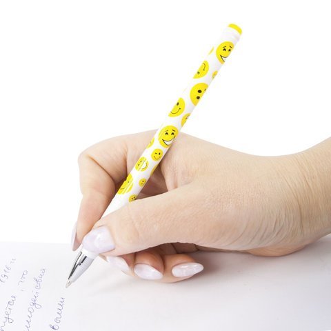 Ручка шариковая BRAUBERG "Смайлики", СИНЯЯ, корпус с печатью, узел 0,7 мм, линия письма 0,35 мм, 141534
