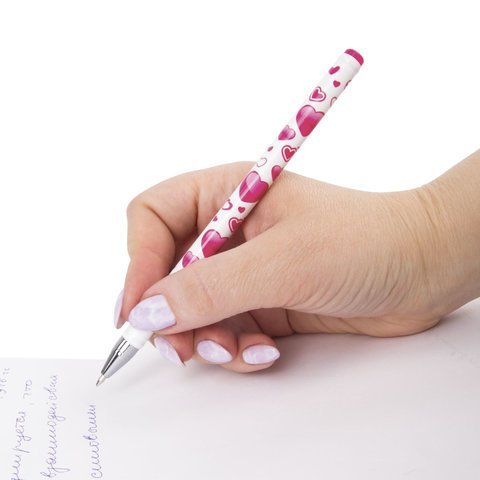 Ручка шариковая BRAUBERG "Сердечки", СИНЯЯ, корпус с печатью, узел 0,7 мм, линия письма 0,35 мм, 141535