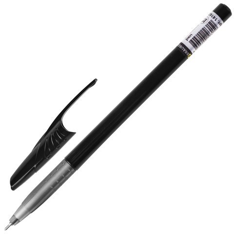 Ручка шариковая масляная BRAUBERG "Oil Base", ЧЕРНАЯ, корпус черный, узел 0,7 мм, линия письма 0,35 мм, 141635