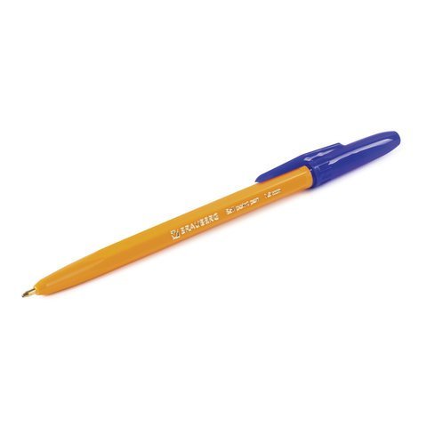 Ручка шариковая BRAUBERG "Carina Orange", СИНЯЯ, корпус оранжевый, узел 1 мм, линия письма 0,5 мм, 141668