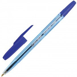Ручка шариковая BRAUBERG "Carina Blue", СИНЯЯ, корпус тонированный синий, узел 1 мм, линия письма 0,5 мм, 141669