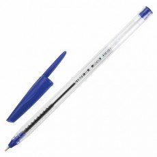 Ручка шариковая масляная STAFF "EVERYDAY" OBP-226, СИНЯЯ, корпус прозрачный, игольчатый узел 0,7 мм, линия письма 0,35 мм, 141705