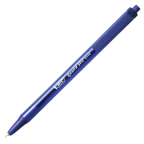 Ручка шариковая автоматическая BIC "Round Stic Clic", СИНЯЯ, корпус тонированный синий, узел 1 мм, линия письма 0,32 мм, 926376