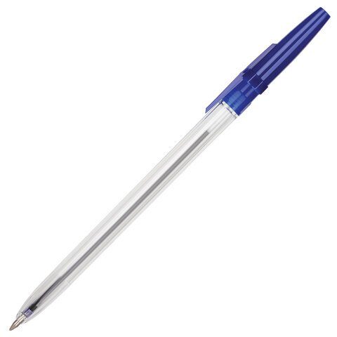 Ручка шариковая масляная "Оптима", СИНЯЯ, корпус прозрачный, узел 1 мм, линия письма 0,7 мм, РО20