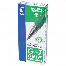 Ручка гелевая с грипом PILOT "G-1 Grip", ЗЕЛЕНАЯ, корпус прозрачный, узел 0,5 мм, линия письма 0,3 мм, BLGP-G1-5 G