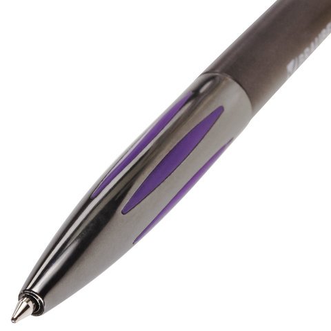 Ручка шариковая автоматическая BRAUBERG "Stripe", СИНЯЯ, корпус ассорти, узел 0,7 мм, линия письма 0,35 мм, 141876