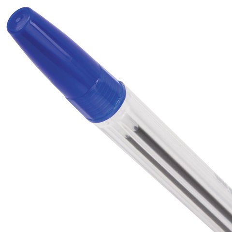 Ручка шариковая ОФИСМАГ "Line", СИНЯЯ, корпус прозрачный, узел 1 мм, линия письма 0,5 мм, 141878
