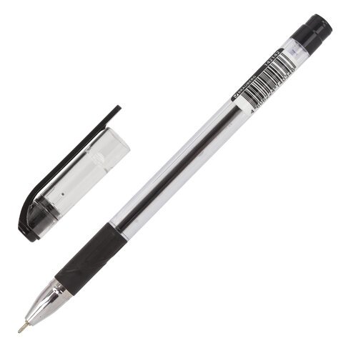 Ручка шариковая масляная с грипом BRAUBERG "Max-Oil", ЧЕРНАЯ, игольчатый узел 0,7 мм, линия письма 0,35 мм, 142142