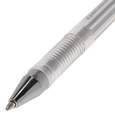 Ручка гелевая BRAUBERG "Jet", СЕРЕБРИСТАЯ, корпус прозрачный, узел 0,5 мм, линия письма 0,35 мм, 142159