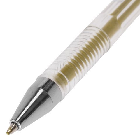 Ручка гелевая BRAUBERG "Jet", ЗОЛОТИСТАЯ, корпус прозрачный, узел 0,5 мм, линия письма 0,35 мм, 142160