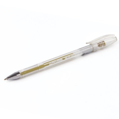 Ручка гелевая BRAUBERG "Jet", ЗОЛОТИСТАЯ, корпус прозрачный, узел 0,5 мм, линия письма 0,35 мм, 142160