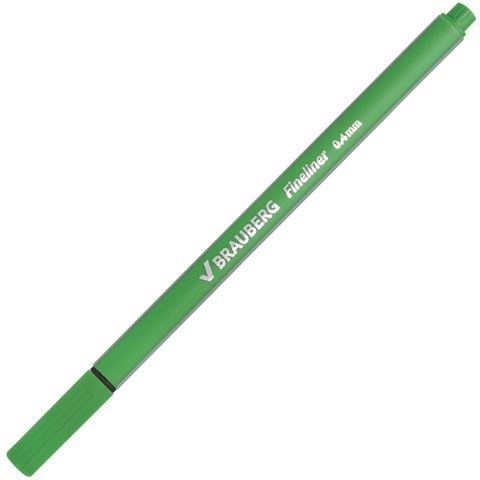 Ручка капиллярная (линер) BRAUBERG "Aero", СВЕТЛО-ЗЕЛЕНАЯ, трехгранная, металлический наконечник, линия письма 0,4 мм, 142250