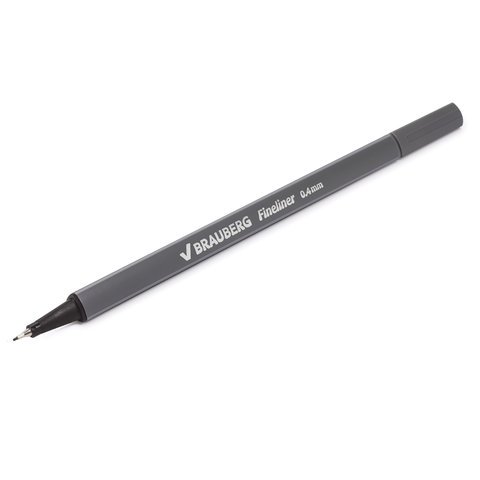 Ручка капиллярная (линер) BRAUBERG "Aero", СЕРАЯ, трехгранная, металлический наконечник, линия письма 0,4 мм, 142258