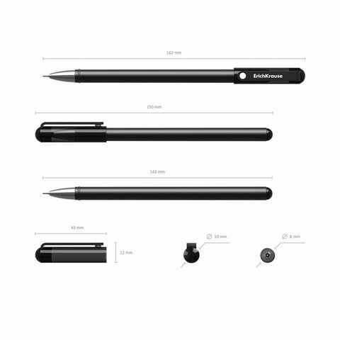 Ручка гелевая ERICH KRAUSE "G-Soft", ЧЕРНАЯ, корпус soft-touch, игольчатый узел 0,38 мм, линия письма 0,25 мм, 39207