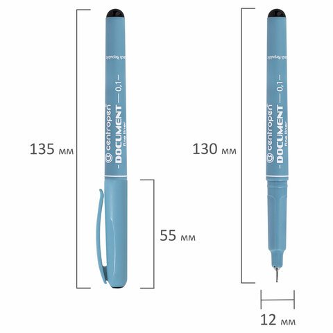 Ручка капиллярная (линер) ЧЕРНАЯ CENTROPEN "Document", трехгранная, линия 0,1 мм, 2631/0,1, 2 2631 0101