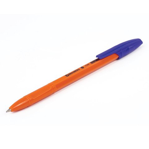 Ручка шариковая BRAUBERG "X-333 Orange", СИНЯЯ, корпус оранжевый, узел 0,7 мм, линия письма 0,35 мм, 142409