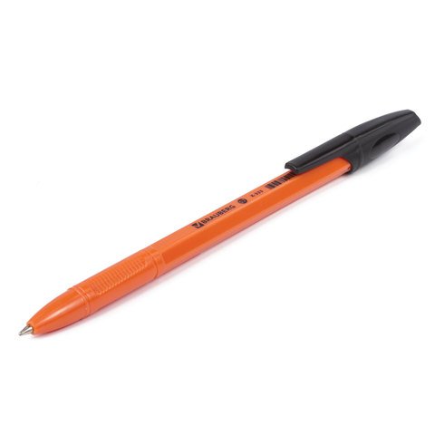 Ручка шариковая BRAUBERG "X-333 Orange", ЧЕРНАЯ, корпус оранжевый, узел 0,7 мм, линия письма 0,35 мм, 142410