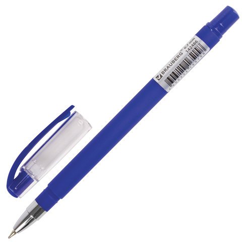 Ручка шариковая масляная BRAUBERG "Matt", СИНЯЯ, корпус синий, узел 0,7 мм, линия письма 0,35 мм, 142486