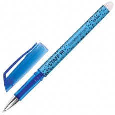 Ручка стираемая гелевая STAFF "College GP-199", СИНЯЯ, хромированные детали, узел 0,5 мм, линия письма 0,35 мм, 142494