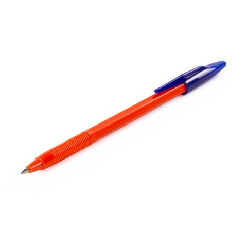 Ручка шариковая масляная STAFF "Basic OBP-679", СИНЯЯ, корпус оранжевый, узел 1 мм, линия письма 0,7 мм, 142679