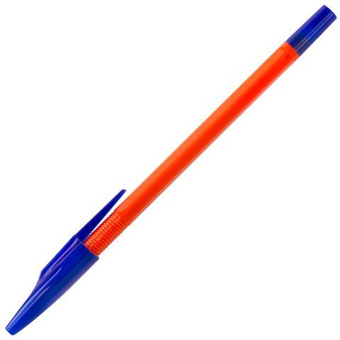 Ручка шариковая масляная STAFF "Basic OBP-679", СИНЯЯ, корпус оранжевый, узел 1 мм, линия письма 0,7 мм, 142679