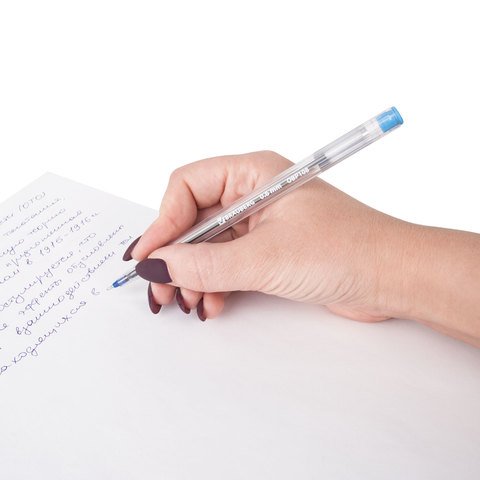 Ручка шариковая масляная BRAUBERG "Ice", СИНЯЯ, корпус прозрачный, узел 0,6 мм, линия письма 0,3 мм, 142686