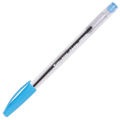 Ручка шариковая масляная BRAUBERG "Ice", СИНЯЯ, корпус прозрачный, узел 0,6 мм, линия письма 0,3 мм, 142686