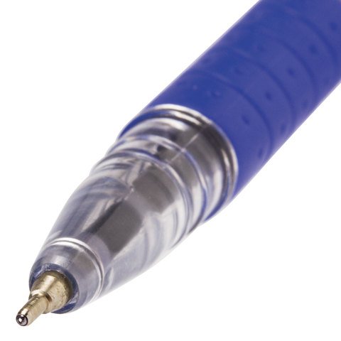 Ручка шариковая масляная с грипом BRAUBERG "Glassy", СИНЯЯ, корпус прозрачный, узел 0,7 мм, линия письма 0,35 мм, 142698